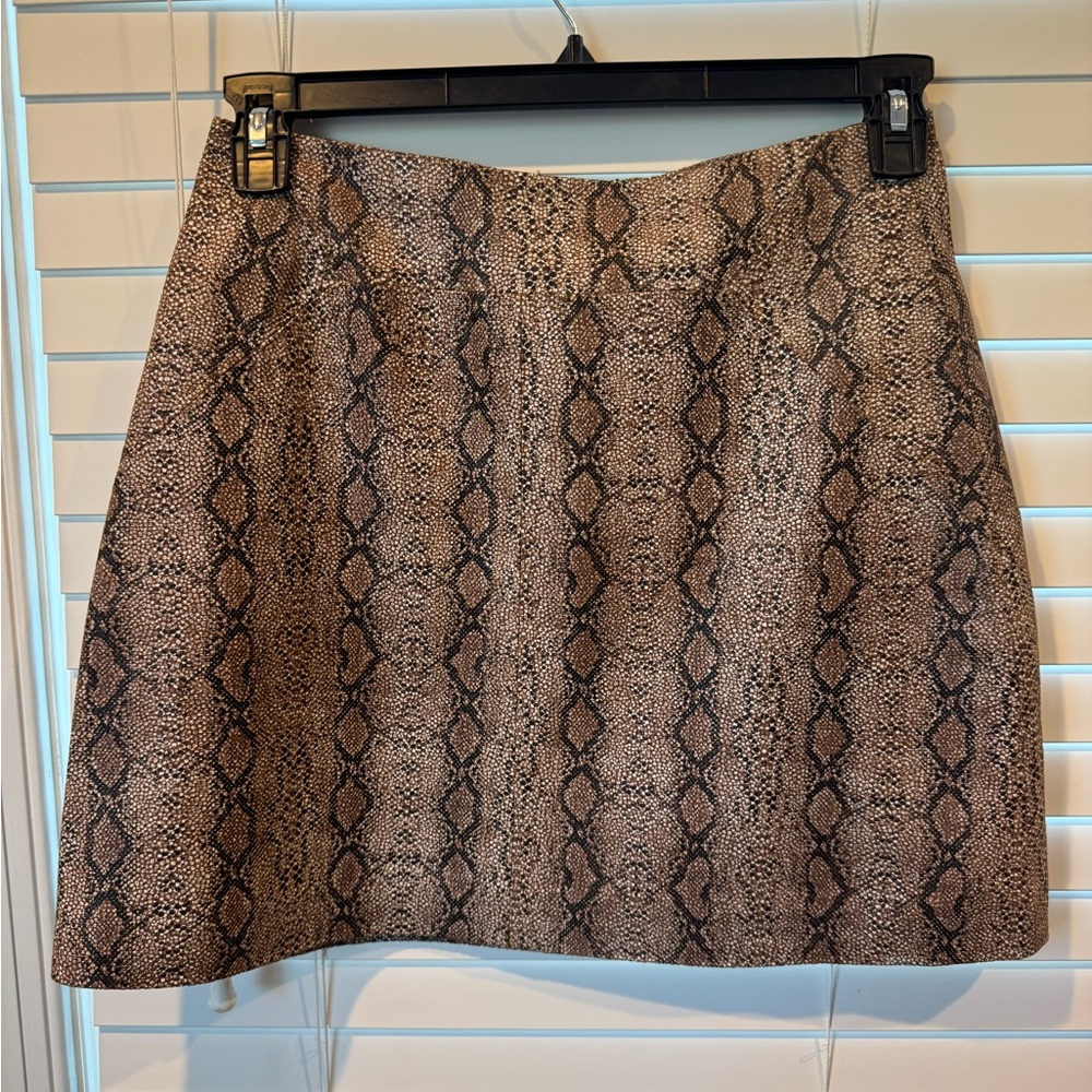 NWT Whistles Brown and Black Snake Print Leather Mini Skirt